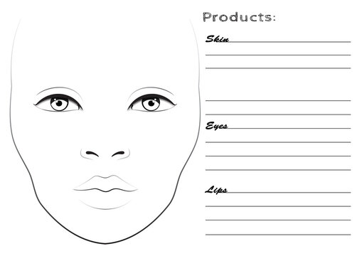 Face chart for make up artist