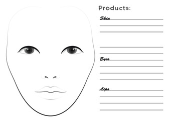 Face chart for make up artist