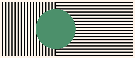 Abstract minimalist background with stripes and circle - obrazy, fototapety, plakaty