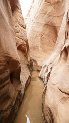 Escalante slot canyon in a dry desert environment near Utah, USA.