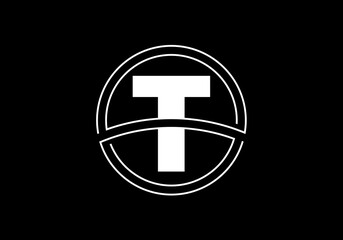 Initial letter T with circle frame. Graphic alphabet symbol for corporate business identity