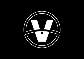 Initial letter V with circle frame. Graphic alphabet symbol for corporate business identity