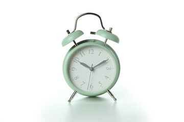 Mint alarm clock isolated on white background