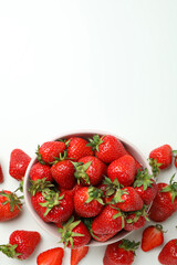 Bowl of fresh strawberry on white background