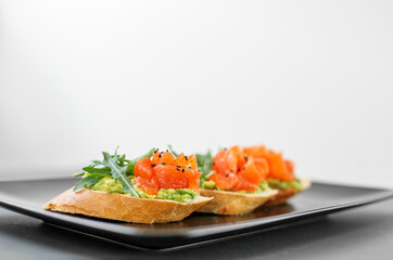 Beautifully decorated catering banquet menu. Food snacks and appetizers for buffet.