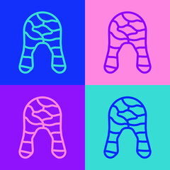 Pop art line Fish steak icon isolated on color background. Vector