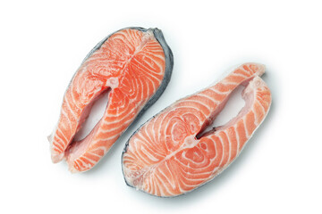 Fresh raw salmon isolated on white background