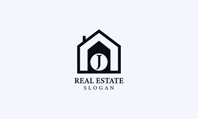 Alphabet J Real Estate Monogram Vector Logo Design, Letter J House Icon Template