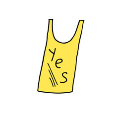 Yellow jersey. Summer clothes. Fashion. Vector. Doodle. Hand-drawn illustration.