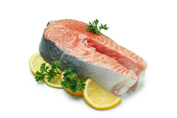 Fresh raw salmon isolated on white background