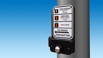 Pedestrian street crossing box with push button
