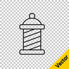 Black line Classic Barber shop pole icon isolated on transparent background. Barbershop pole symbol. Vector