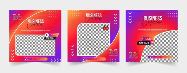 Bundle Live stream Social media post template, business webinar, marketing webinar, Education, Online Class program, Live show