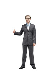 full body one man businessman in glasses spectacles