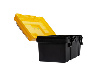 open big black toolbox for carried construction tools