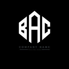 BAC letter logo design with polygon shape. BAC polygon logo monogram. BAC cube logo design. BAC hexagon vector logo template white and black colors. BAC monogram, BAC business and real estate logo. 