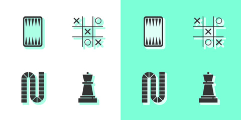 Set Chess, Backgammon board, Board game and Tic tac toe icon. Vector