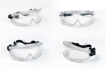 Collection of Goggles, Safety glasses isolated on white background