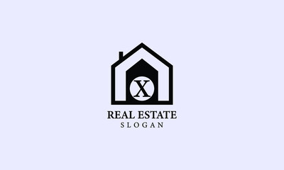 Alphabet X Real Estate Monogram Vector Logo Design, Letter X House Icon Template