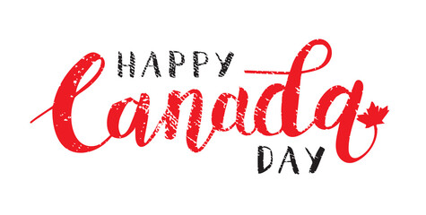 Happy Canada Day Hand Drawn Calligraphy Pen Brush Vector