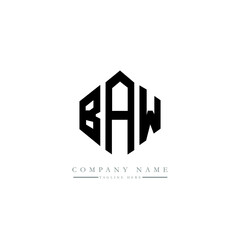 BAW letter logo design with polygon shape. BAW polygon logo monogram. BAW cube logo design. BAW hexagon vector logo template white and black colors. BAW monogram, BAW business and real estate logo. 