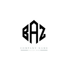 BAZ letter logo design with polygon shape. BAZ polygon logo monogram. BAZ cube logo design. BAZ hexagon vector logo template white and black colors. BAZ monogram, BAZ business and real estate logo. 