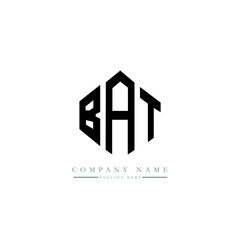 BAT letter logo design with polygon shape. BAT polygon logo monogram. BAT cube logo design. BAT hexagon vector logo template white and black colors. BAT monogram, BAT business and real estate logo. 