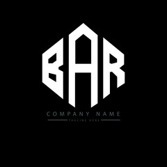 BAR letter logo design with polygon shape. BAR polygon logo monogram. BAR cube logo design. BAR hexagon vector logo template white and black colors. BAR monogram, BAR business and real estate logo. 