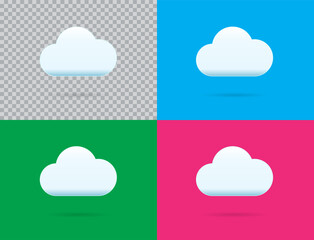 Professional Vector Cloud Icon Set in Vector Illustration Isolated on Blue Background