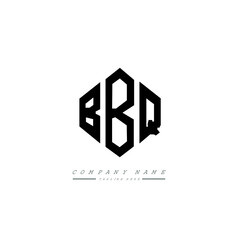 BBQ letter logo design with polygon shape. BBQ polygon logo monogram. BBQ cube logo design. BBQ hexagon vector logo template white and black colors. BBQ monogram, BBQ business and real estate logo. 