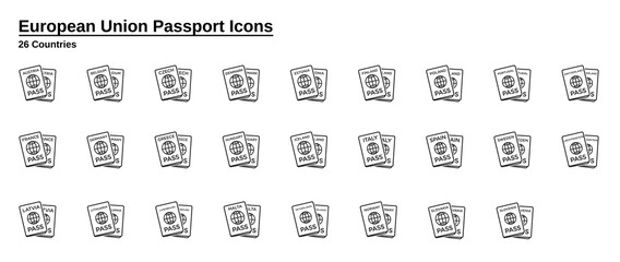 Set of Citizenship or Foreign Passport ID in Vector. European Union Countries.