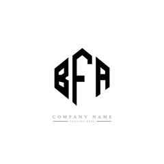 BFA letter logo design with polygon shape. BFA polygon logo monogram. BFA cube logo design. BFA hexagon vector logo template white and black colors. BFA monogram, BFA business and real estate logo. 