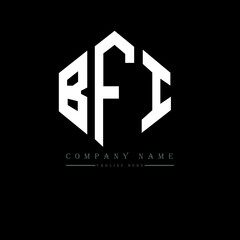 BFI letter logo design with polygon shape. BFI polygon logo monogram. BFI cube logo design. BFI hexagon vector logo template white and black colors. BFI monogram, BFI business and real estate logo. 