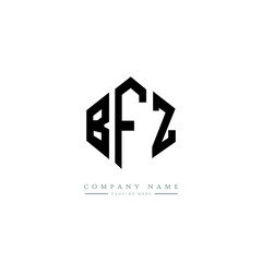 Fototapeta premium BFZ letter logo design with polygon shape. BFZ polygon logo monogram. BFZ cube logo design. BFZ hexagon vector logo template white and black colors. BFZ monogram, BFZ business and real estate logo. 