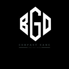 BGO letter logo design with polygon shape. BGO polygon logo monogram. BGO cube logo design. BGO hexagon vector logo template white and black colors. BGO monogram, BGO business and real estate logo. 