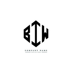 BIW letter logo design with polygon shape. BIW polygon logo monogram. BIW cube logo design. BIW hexagon vector logo template white and black colors. BIW monogram, BIW business and real estate logo. 