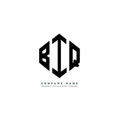 BIQ letter logo design with polygon shape. BIQ polygon logo monogram. BIQ cube logo design. BIQ hexagon vector logo template white and black colors. BIQ monogram, BIQ business and real estate logo. 