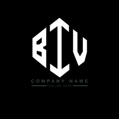 BIV letter logo design with polygon shape. BIV polygon logo monogram. BIV cube logo design. BIV hexagon vector logo template white and black colors. BIV monogram, BIV business and real estate logo. 