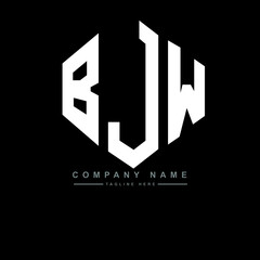 BJW letter logo design with polygon shape. BJW polygon logo monogram. BJW cube logo design. BJW hexagon vector logo template white and black colors. BJW monogram, BJW business and real estate logo. 