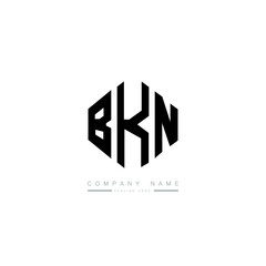 Obraz premium BKN letter logo design with polygon shape. BKN polygon logo monogram. BKN cube logo design. BKN hexagon vector logo template white and black colors. BKN monogram, BKN business and real estate logo. 