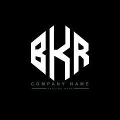 BKR letter logo design with polygon shape. BKR polygon logo monogram. BKR cube logo design. BKR hexagon vector logo template white and black colors. BKR monogram, BKR business and real estate logo. 