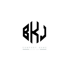 BKJ letter logo design with polygon shape. BKJ polygon logo monogram. BKJ cube logo design. BKJ hexagon vector logo template white and black colors. BKJ monogram, BKJ business and real estate logo. 
