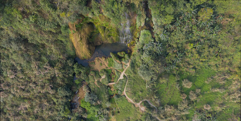 Aerial photography wilderness mountain stream creek water waterfall landscape top view