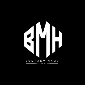BMH letter logo design with polygon shape. BMH polygon logo monogram. BMH cube logo design. BMH hexagon vector logo template white and black colors. BMH monogram, BMH business and real estate logo. 