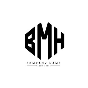 BMH letter logo design with polygon shape. BMH polygon logo monogram. BMH cube logo design. BMH hexagon vector logo template white and black colors. BMH monogram, BMH business and real estate logo. 