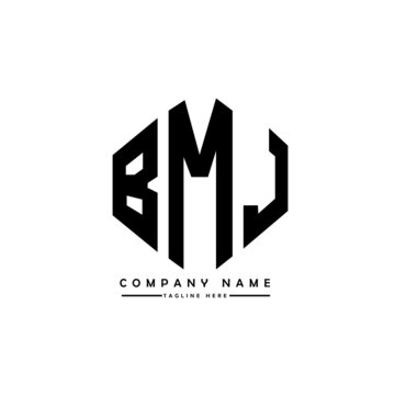 BMJ letter logo design with polygon shape. BMJ polygon logo monogram. BMJ cube logo design. BMJ hexagon vector logo template white and black colors. BMJ monogram, BMJ business and real estate logo. 