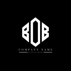 BOB letter logo design with polygon shape. BOB polygon logo monogram. BOB cube logo design. BOB hexagon vector logo template white and black colors. BOB monogram, BOB business and real estate logo. 