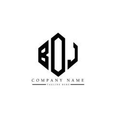 BOJ letter logo design with polygon shape. BOJ polygon logo monogram. BOJ cube logo design. BOJ hexagon vector logo template white and black colors. BOJ monogram, BOJ business and real estate logo. 