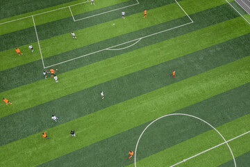 Aerial photography is playing a football match on the field