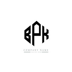 BPK letter logo design with polygon shape. BPK polygon logo monogram. BPK cube logo design. BPK hexagon vector logo template white and black colors. BPK monogram, BPK business and real estate logo. 